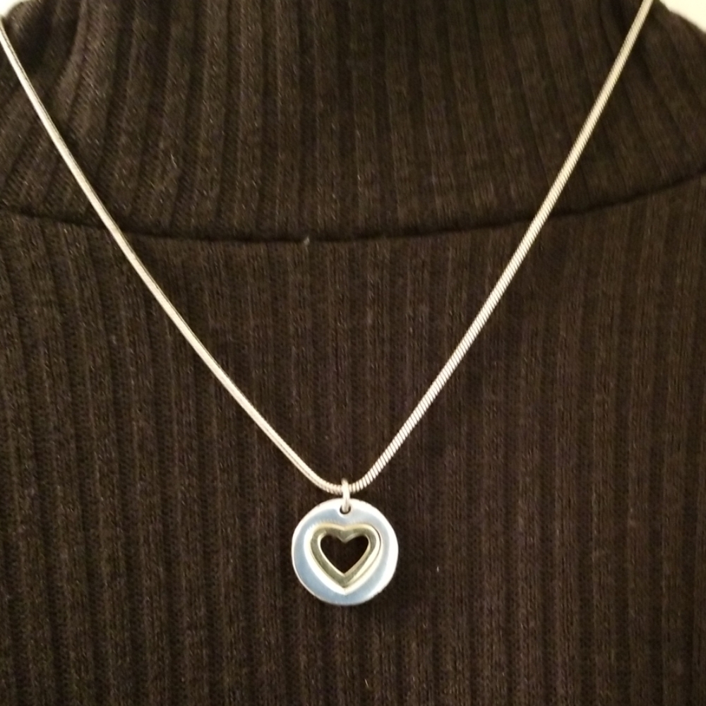 Brighton silver chain, silver and gold heart